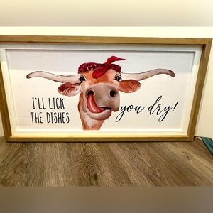 Super Cute I'll Lick The Dishes Wood Wall Decor- NWT